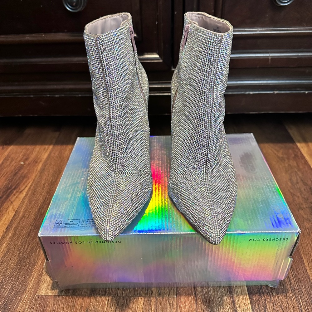 Gianni Bini iridescent rhinestone ankle boots